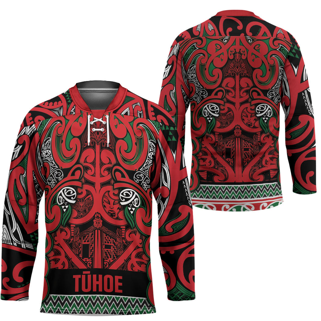 Aotearoa Iwi Tuhoe Hockey Jersey Maori Wharenui House Tribal Pattern LT9 - Polynesian Pride