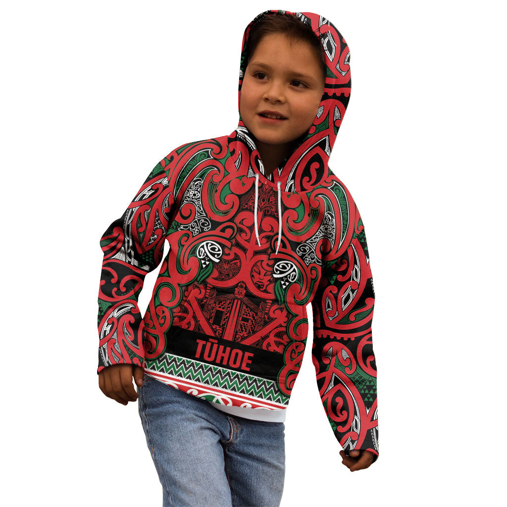 Aotearoa Iwi Tuhoe Kid Hoodie Maori Wharenui House Tribal Pattern LT9 - Polynesian Pride