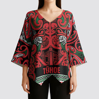 Aotearoa Iwi Tuhoe Kimono Sleeve Blouse Maori Wharenui House Tribal Pattern LT9 - Polynesian Pride