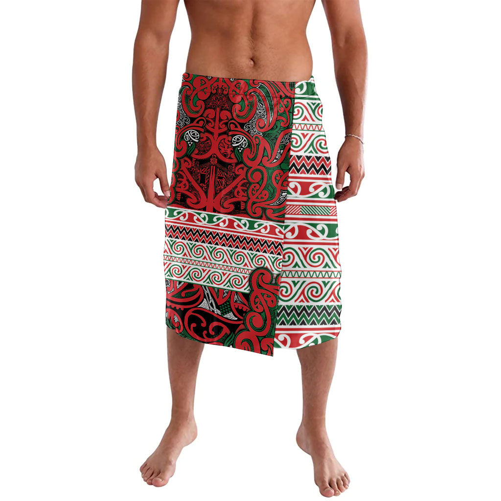 Aotearoa Iwi Tuhoe Lavalava Maori Wharenui House Tribal Pattern LT9 Green Red - Polynesian Pride