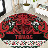 Aotearoa Iwi Tuhoe Round Carpet Maori Wharenui House Tribal Pattern LT9 Green Red - Polynesian Pride