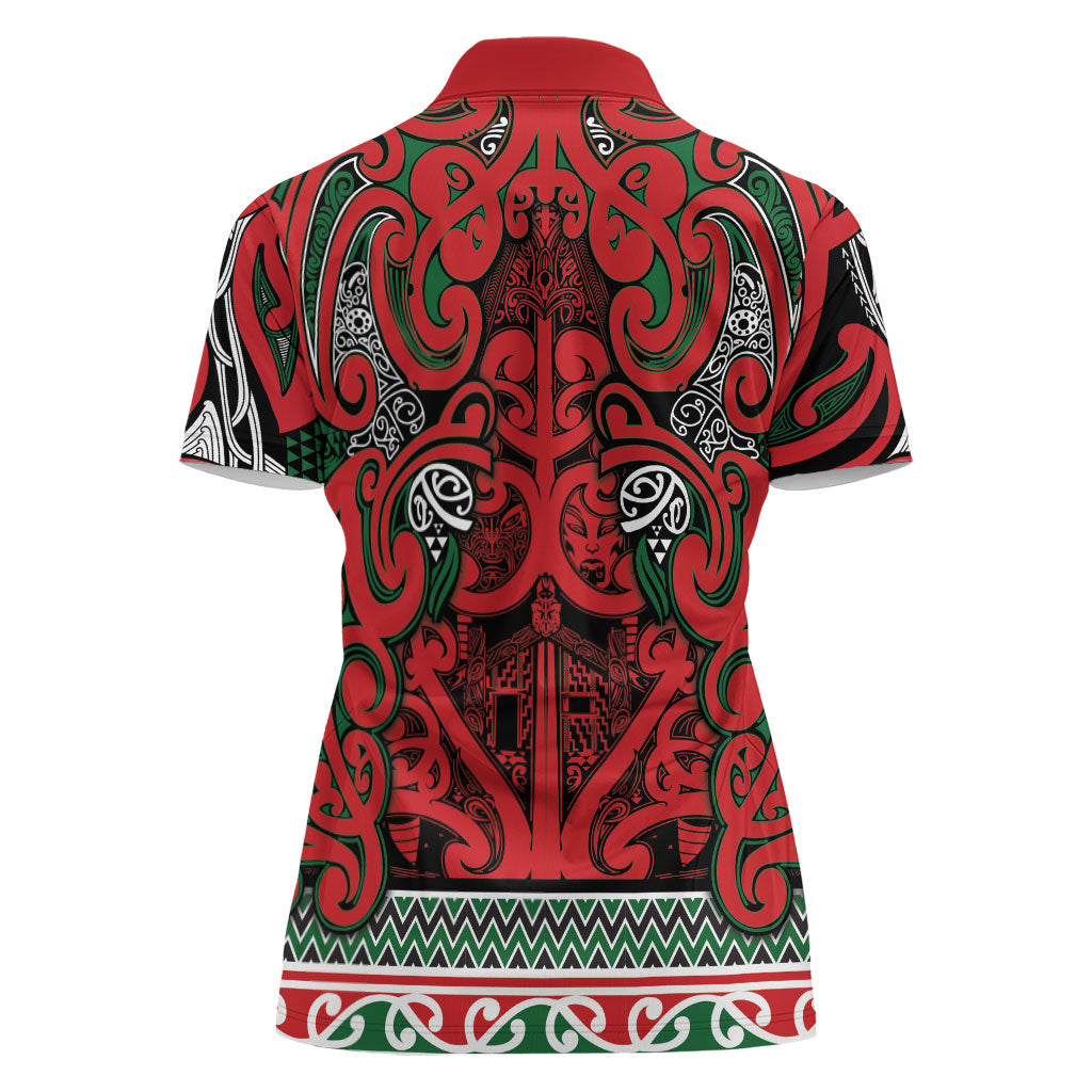 Aotearoa Iwi Tuhoe Women Polo Shirt Maori Wharenui House Tribal Pattern LT9 - Polynesian Pride