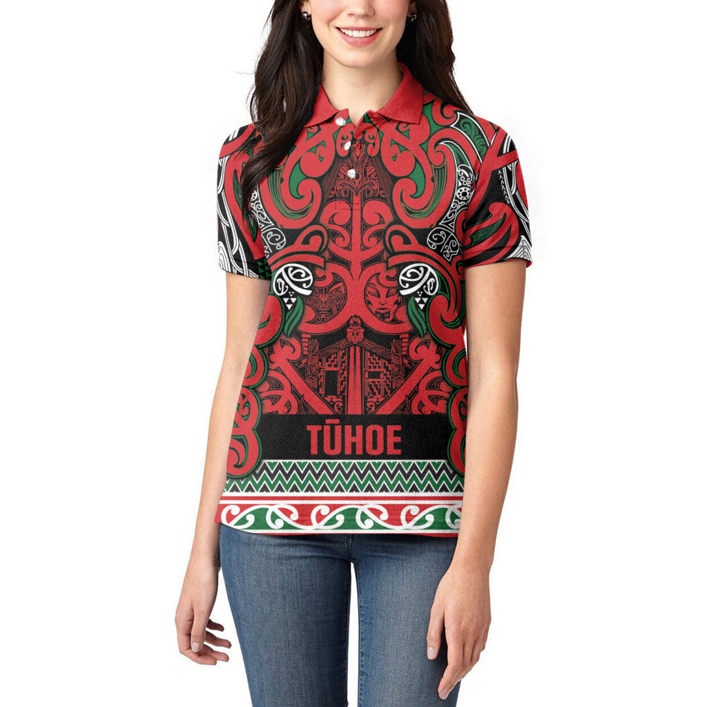Aotearoa Iwi Tuhoe Women Polo Shirt Maori Wharenui House Tribal Pattern LT9 - Polynesian Pride