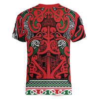 Aotearoa Iwi Tuhoe Women V-Neck T-Shirt Maori Wharenui House Tribal Pattern LT9 - Polynesian Pride