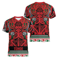 Aotearoa Iwi Tuhoe Women V-Neck T-Shirt Maori Wharenui House Tribal Pattern LT9 - Polynesian Pride