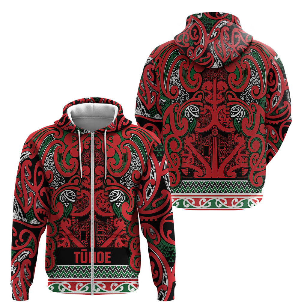 Aotearoa Iwi Tuhoe Zip Hoodie Maori Wharenui House Tribal Pattern LT9 - Polynesian Pride