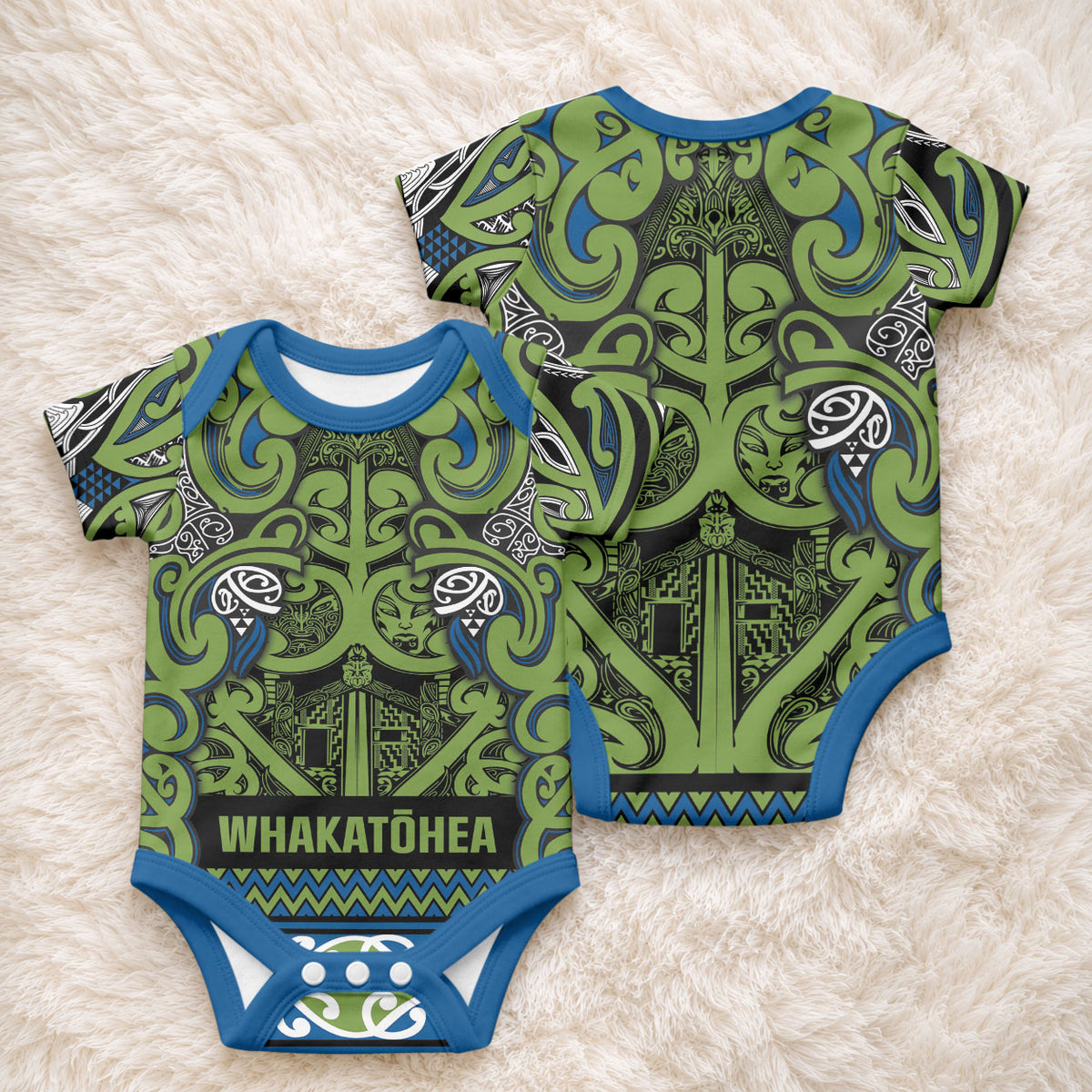 Aotearoa Iwi Whakatohea Baby Onesie Maori Wharenui House Tribal Pattern