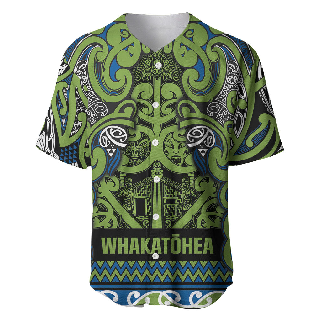 Aotearoa Iwi Whakatohea Baseball Jersey Maori Wharenui House Tribal Pattern LT9 Olive green - Polynesian Pride