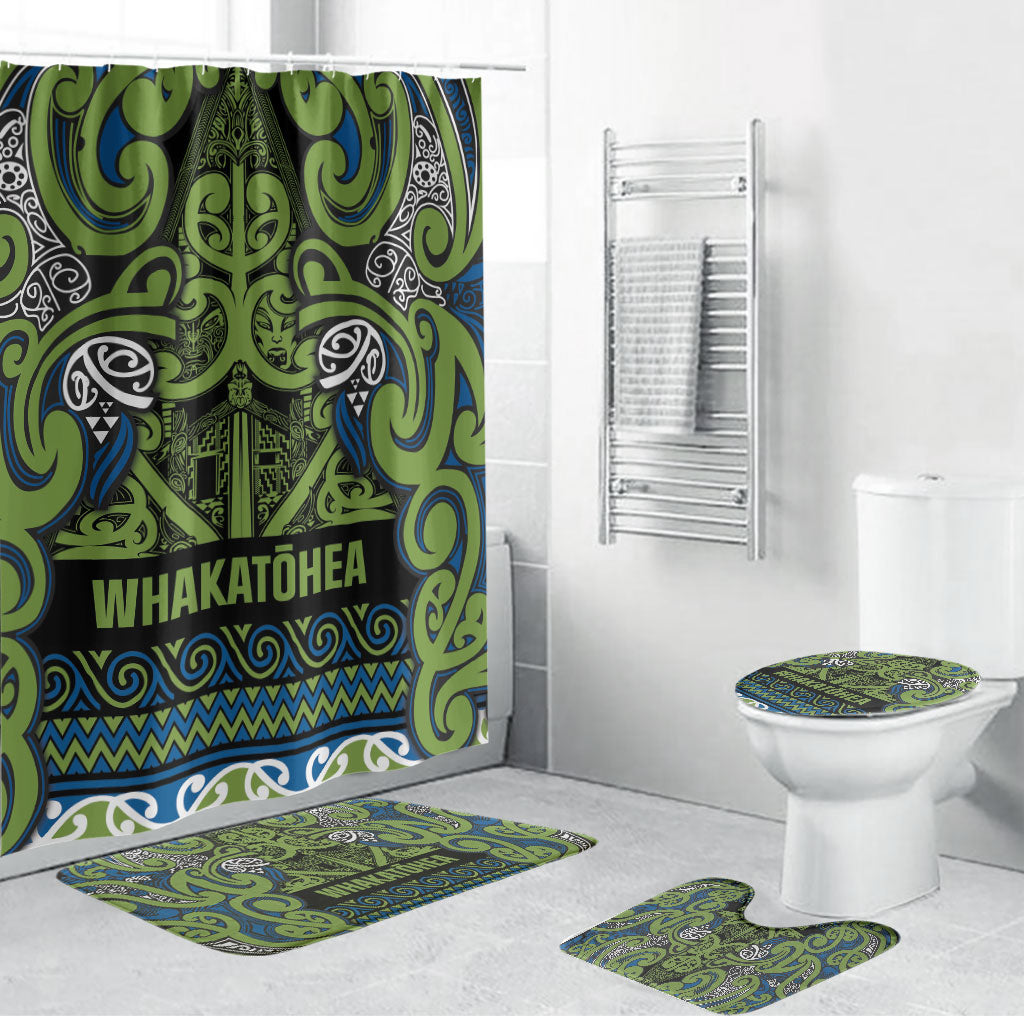 Aotearoa Iwi Whakatohea Bathroom Set Maori Wharenui House Tribal Pattern LT9 Bathroom Set (4 pcs) Olive green - Polynesian Pride