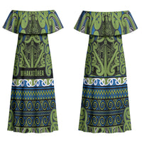 Aotearoa Iwi Whakatohea Couples Matching Off Shoulder Maxi Dress and Long Sleeve Button Shirt Maori Wharenui House Tribal Pattern LT9 - Polynesian Pride