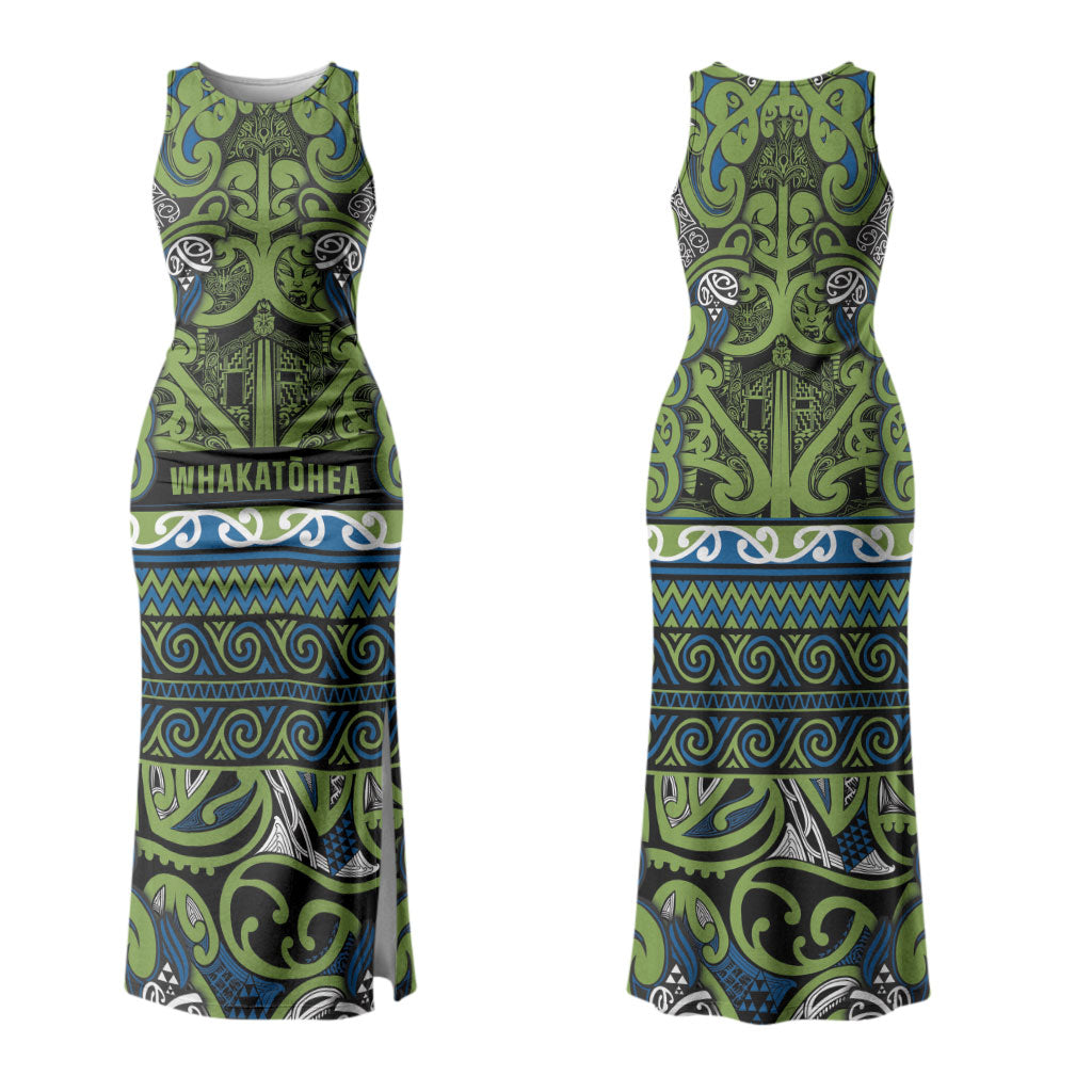 Aotearoa Iwi Whakatohea Couples Matching Tank Maxi Dress and Long Sleeve Button Shirt Maori Wharenui House Tribal Pattern LT9 - Polynesian Pride