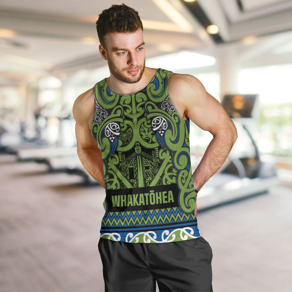 Aotearoa Iwi Whakatohea Men Tank Top Maori Wharenui House Tribal Pattern LT9 Olive green - Polynesian Pride