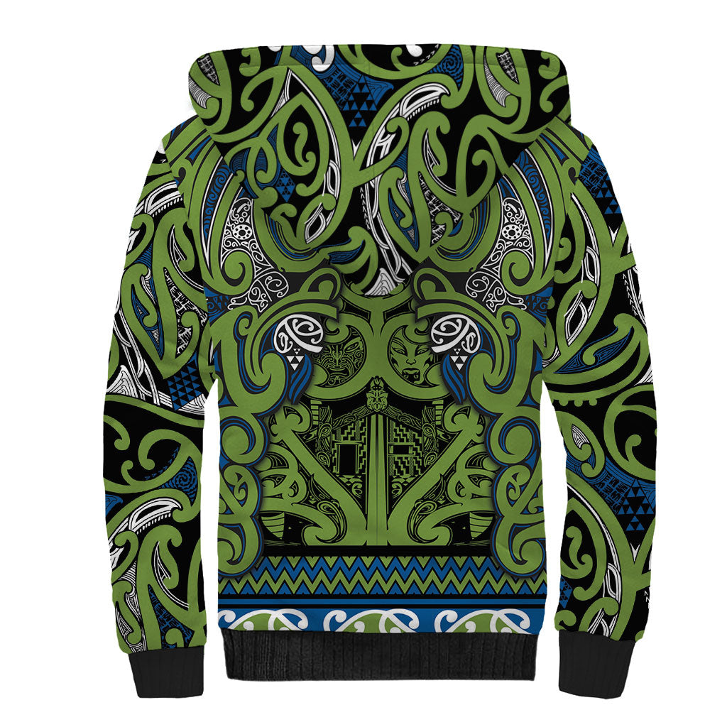 Aotearoa Iwi Whakatohea Sherpa Hoodie Maori Wharenui House Tribal Pattern LT9 - Polynesian Pride