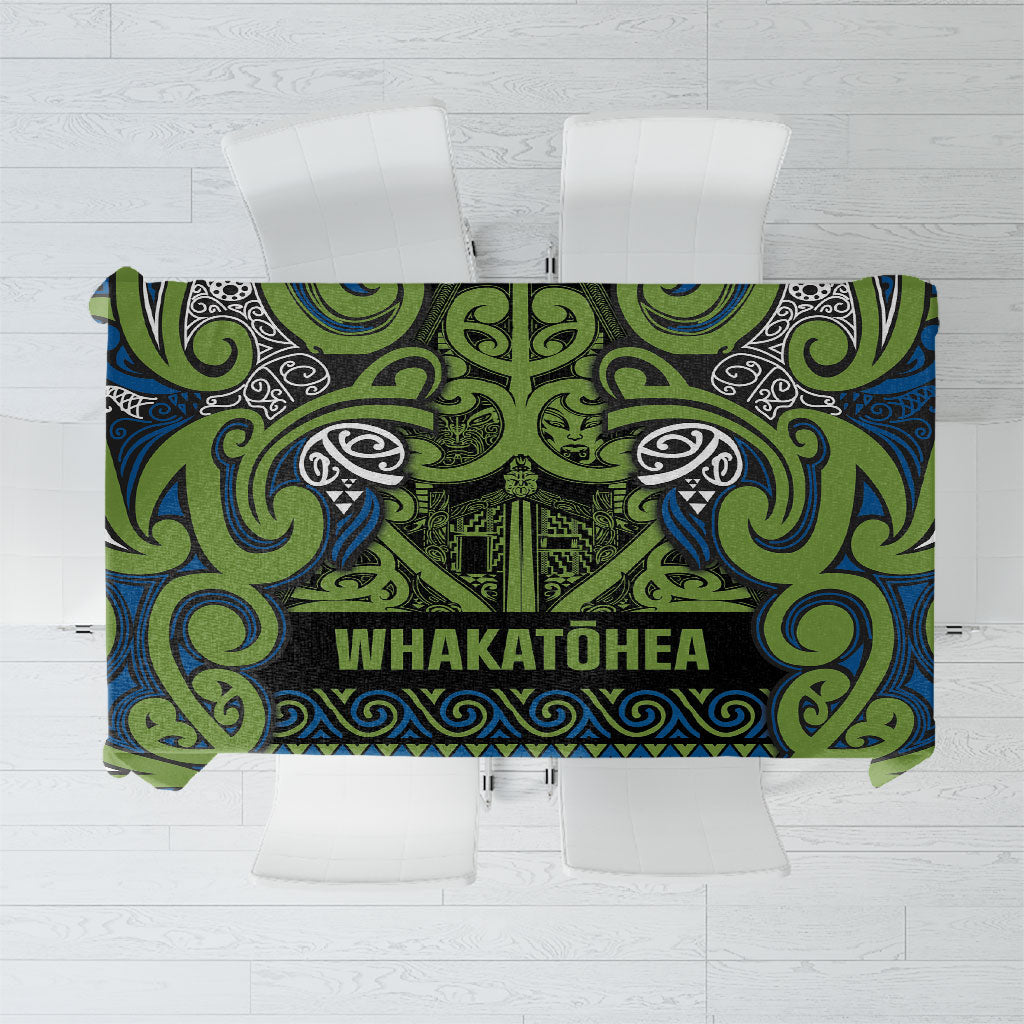 Aotearoa Iwi Whakatohea Tablecloth Maori Wharenui House Tribal Pattern LT9 Olive green - Polynesian Pride