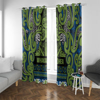 Aotearoa Iwi Whakatohea Window Curtain Maori Wharenui House Tribal Pattern LT9 With Grommets Olive green - Polynesian Pride