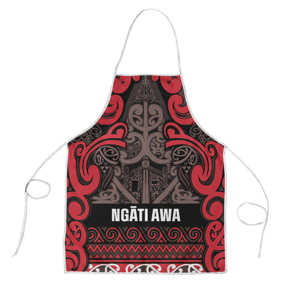Aotearoa Iwi Ngati Awa Apron Maori Wharenui House Tribal Pattern LT9 Red - Polynesian Pride