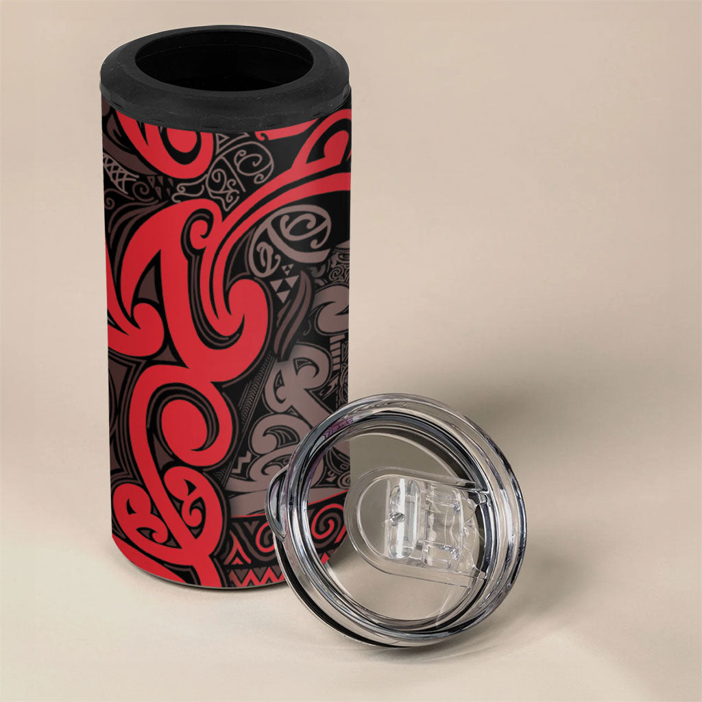 Aotearoa Iwi Ngati Awa 4 in 1 Can Cooler Tumbler Maori Wharenui House Tribal Pattern LT9 - Polynesian Pride