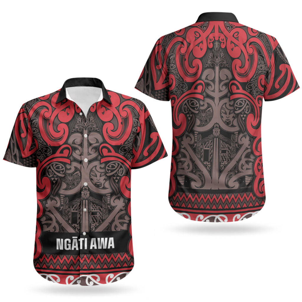 Aotearoa Iwi Ngati Awa Couples Matching Puletasi and Hawaiian Shirt Maori Wharenui House Tribal Pattern LT9 - Polynesian Pride