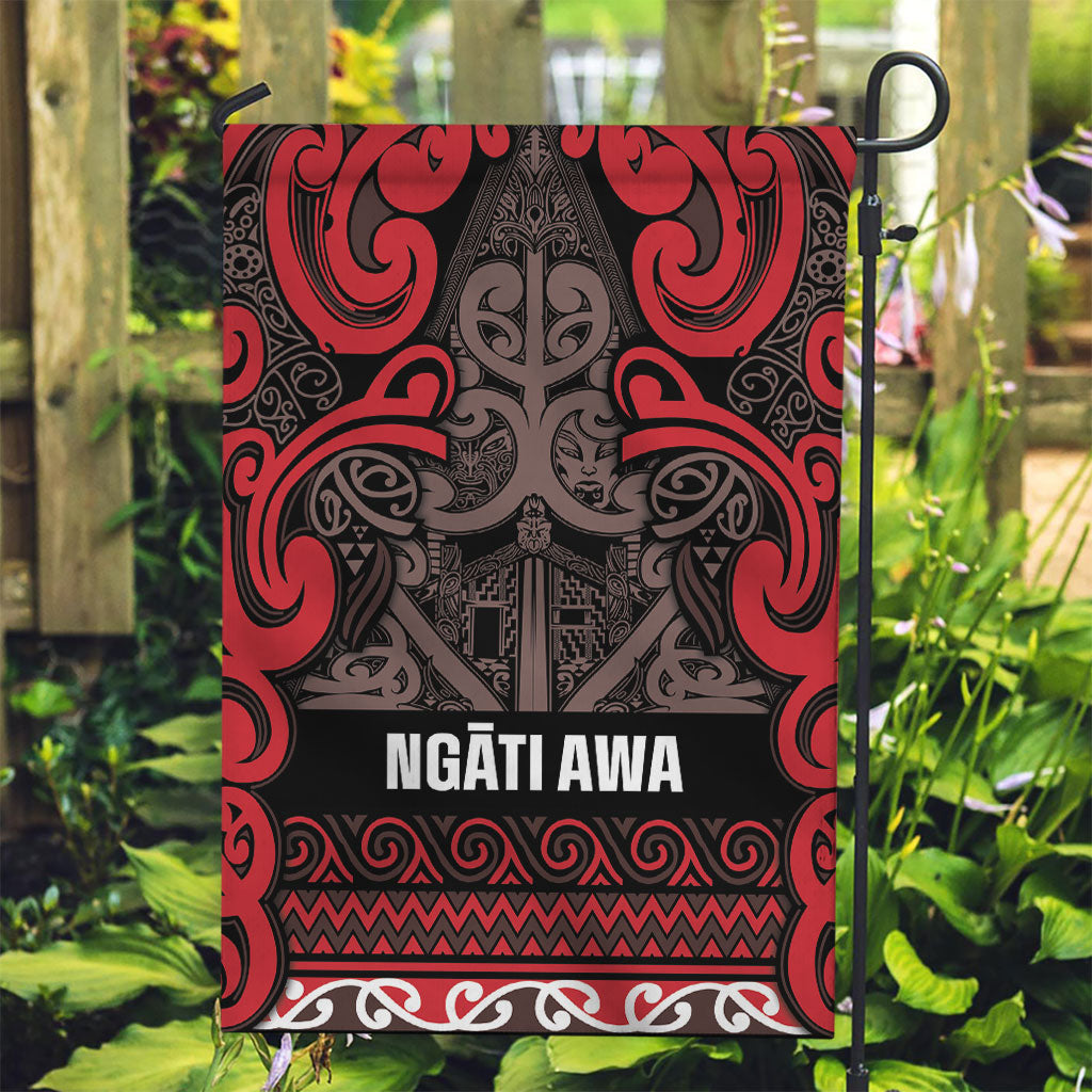 Aotearoa Iwi Ngati Awa Garden Flag Maori Wharenui House Tribal Pattern LT9 Garden Flag Red - Polynesian Pride