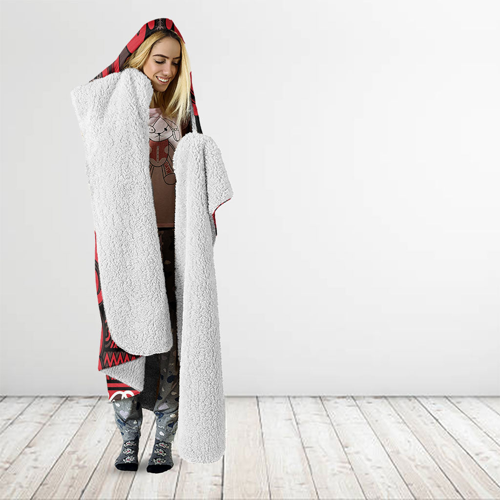 Aotearoa Iwi Ngati Awa Hooded Blanket Maori Wharenui House Tribal Pattern LT9 - Polynesian Pride