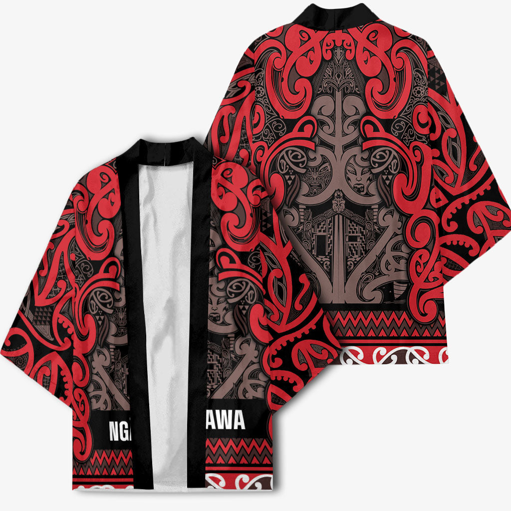 Aotearoa Iwi Ngati Awa Kimono Maori Wharenui House Tribal Pattern LT9 - Polynesian Pride