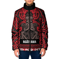 Aotearoa Iwi Ngati Awa Padded Jacket Maori Wharenui House Tribal Pattern LT9 Men Red - Polynesian Pride
