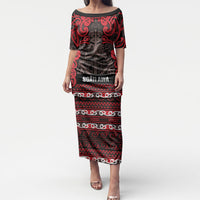 Aotearoa Iwi Ngati Awa Puletasi Maori Wharenui House Tribal Pattern LT9 Long Dress Red - Polynesian Pride