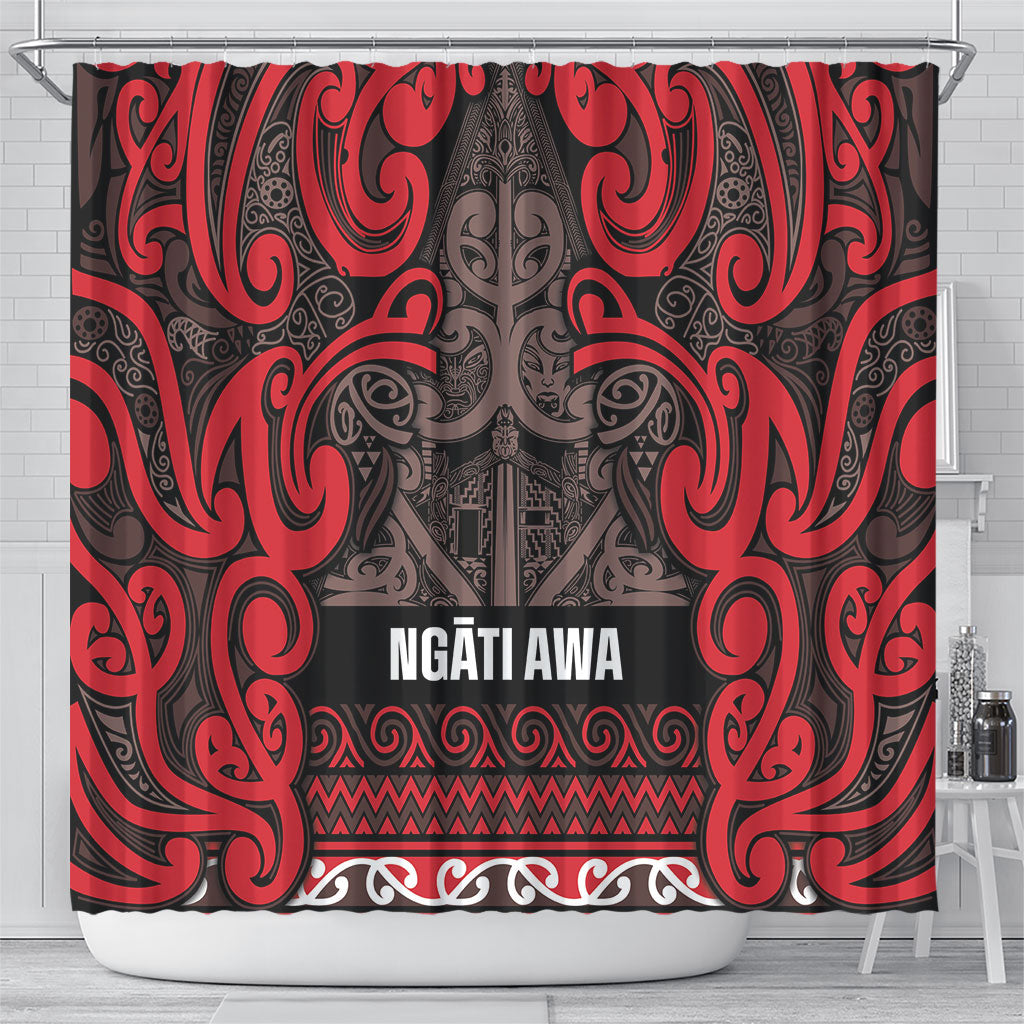 Aotearoa Iwi Ngati Awa Shower Curtain Maori Wharenui House Tribal Pattern LT9 - Polynesian Pride