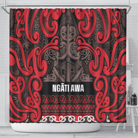 Aotearoa Iwi Ngati Awa Shower Curtain Maori Wharenui House Tribal Pattern LT9 - Polynesian Pride