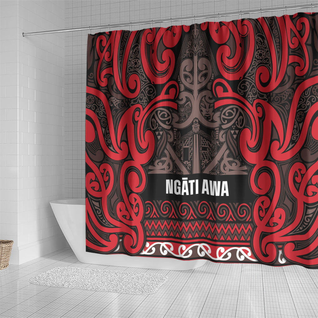 Aotearoa Iwi Ngati Awa Shower Curtain Maori Wharenui House Tribal Pattern LT9 - Polynesian Pride