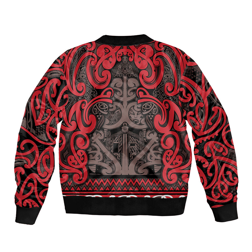 Aotearoa Iwi Ngati Awa Sleeve Zip Bomber Jacket Maori Wharenui House Tribal Pattern LT9 - Polynesian Pride