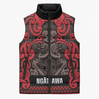 Aotearoa Iwi Ngati Awa Sleeveless Puffer Jacket Maori Wharenui House Tribal Pattern LT9 Unisex Red - Polynesian Pride