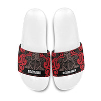 Aotearoa Iwi Ngati Awa Slide Sandals Maori Wharenui House Tribal Pattern LT9 Red - Polynesian Pride
