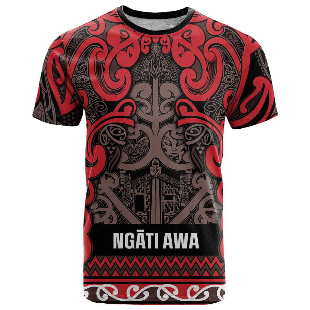 Aotearoa Iwi Ngati Awa T Shirt Maori Wharenui House Tribal Pattern LT9 Red - Polynesian Pride