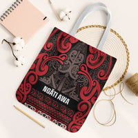Aotearoa Iwi Ngati Awa Tote Bag Maori Wharenui House Tribal Pattern LT9 White Strap One Size Red - Polynesian Pride