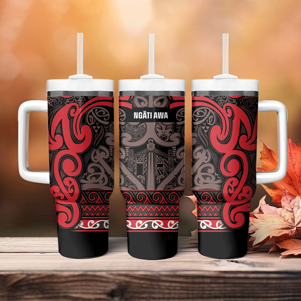 Aotearoa Iwi Ngati Awa Tumbler With Handle Maori Wharenui House Tribal Pattern LT9 - Polynesian Pride
