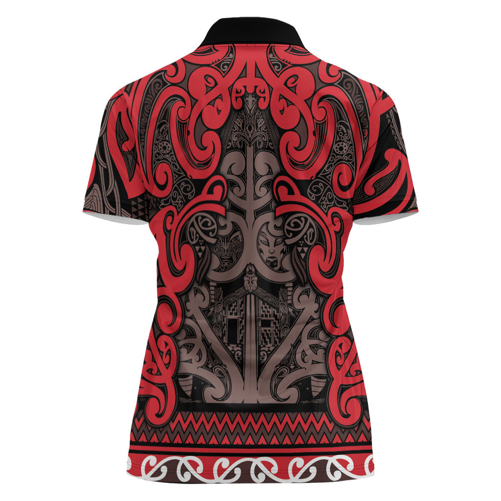 Aotearoa Iwi Ngati Awa Women Polo Shirt Maori Wharenui House Tribal Pattern LT9 - Polynesian Pride