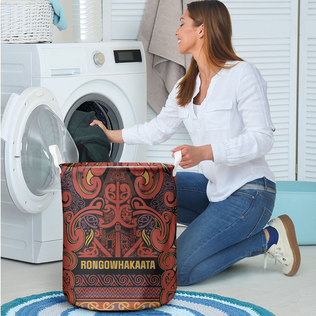 Aotearoa Iwi Rongowhakaata Laundry Basket Maori Wharenui House Tribal Pattern LT9 - Polynesian Pride
