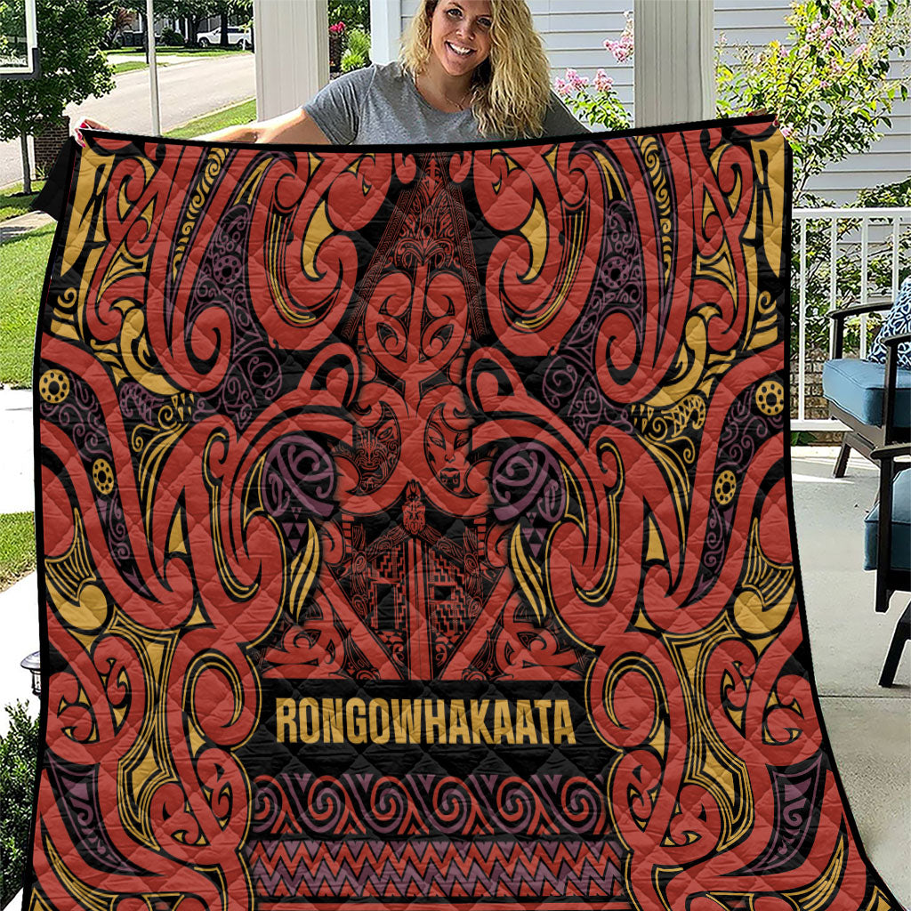 Aotearoa Iwi Rongowhakaata Quilt Maori Wharenui House Tribal Pattern LT9 Brick Red - Polynesian Pride