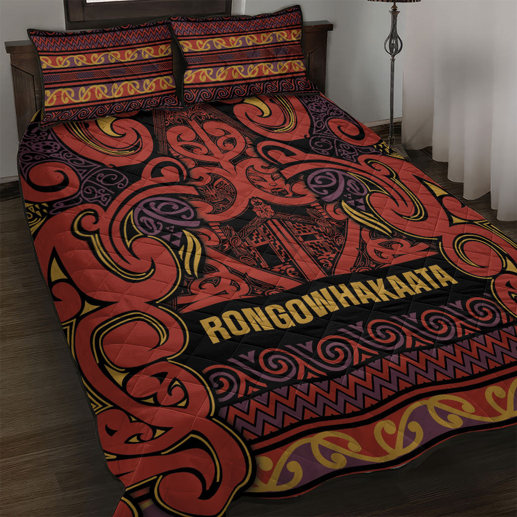 Aotearoa Iwi Rongowhakaata Quilt Bed Set Maori Wharenui House Tribal Pattern LT9 Brick Red - Polynesian Pride