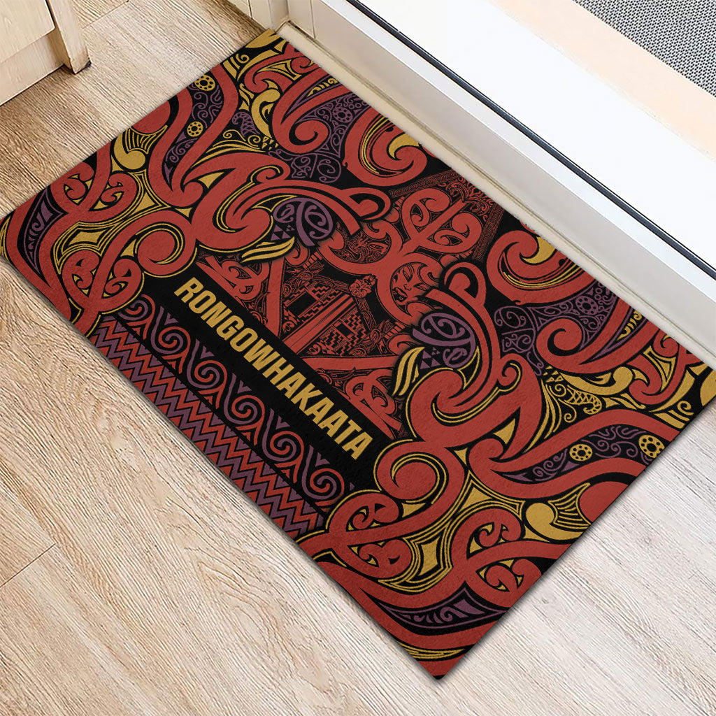 Aotearoa Iwi Rongowhakaata Rubber Doormat Maori Wharenui House Tribal Pattern LT9 - Polynesian Pride