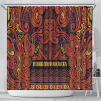 Aotearoa Iwi Rongowhakaata Shower Curtain Maori Wharenui House Tribal Pattern LT9 - Polynesian Pride