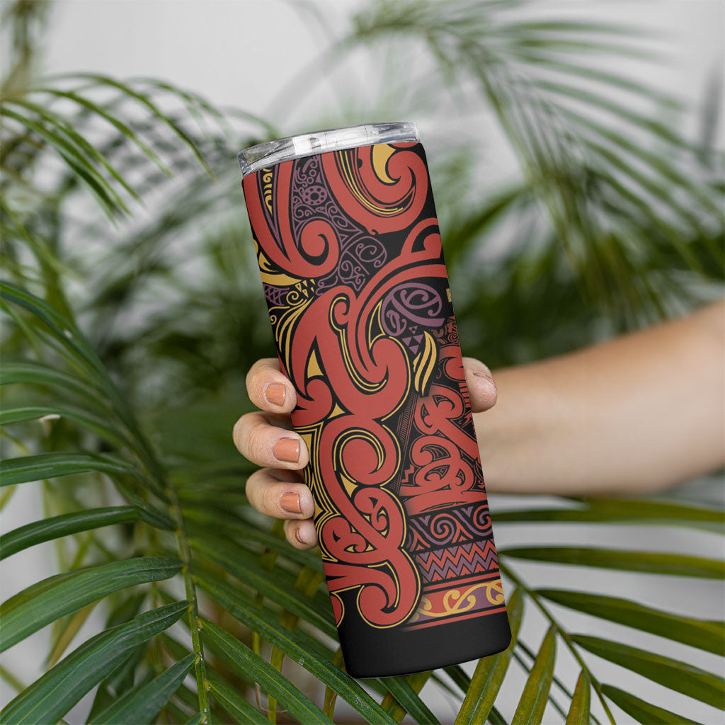 Aotearoa Iwi Rongowhakaata Skinny Tumbler Maori Wharenui House Tribal Pattern LT9 - Polynesian Pride