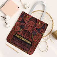 Aotearoa Iwi Rongowhakaata Tote Bag Maori Wharenui House Tribal Pattern LT9 White Strap One Size Brick Red - Polynesian Pride