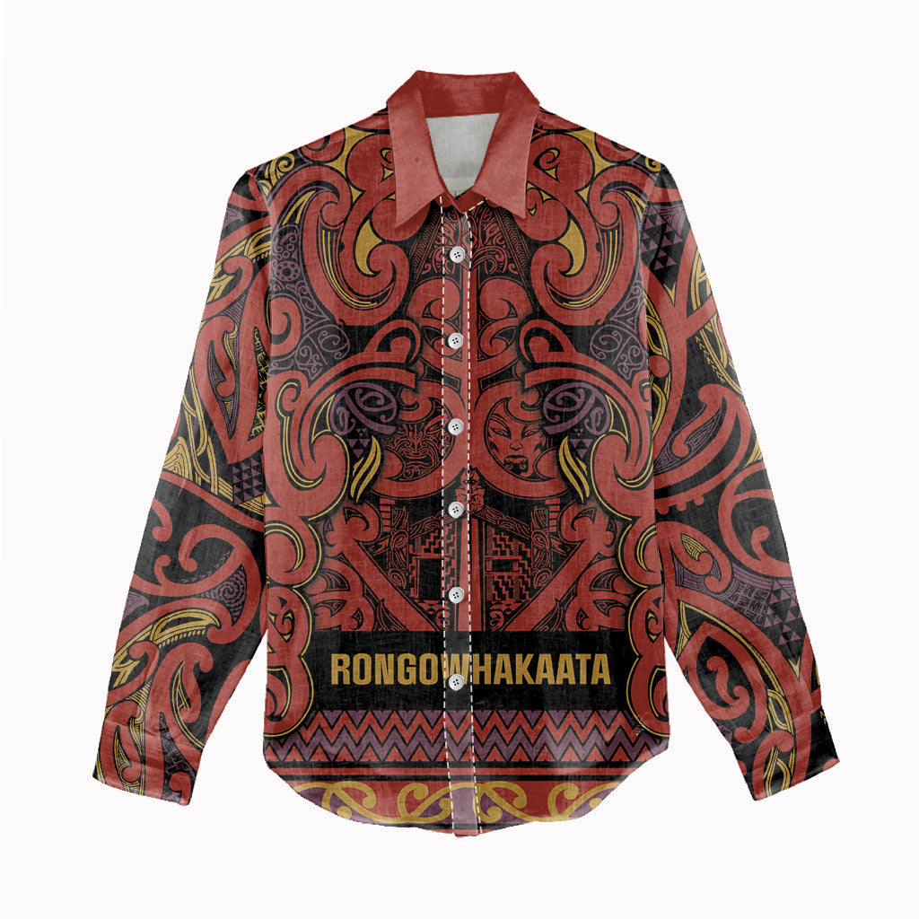 Aotearoa Iwi Rongowhakaata Women Casual Shirt Maori Wharenui House Tribal Pattern LT9 - Polynesian Pride