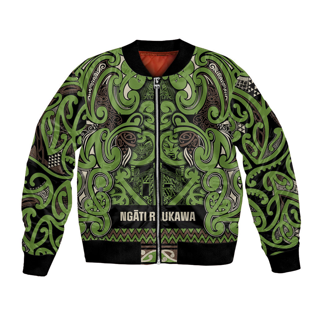 Aotearoa Iwi Ngati Raukawa Bomber Jacket Maori Wharenui House Tribal Pattern LT9 Unisex Olive green - Polynesian Pride