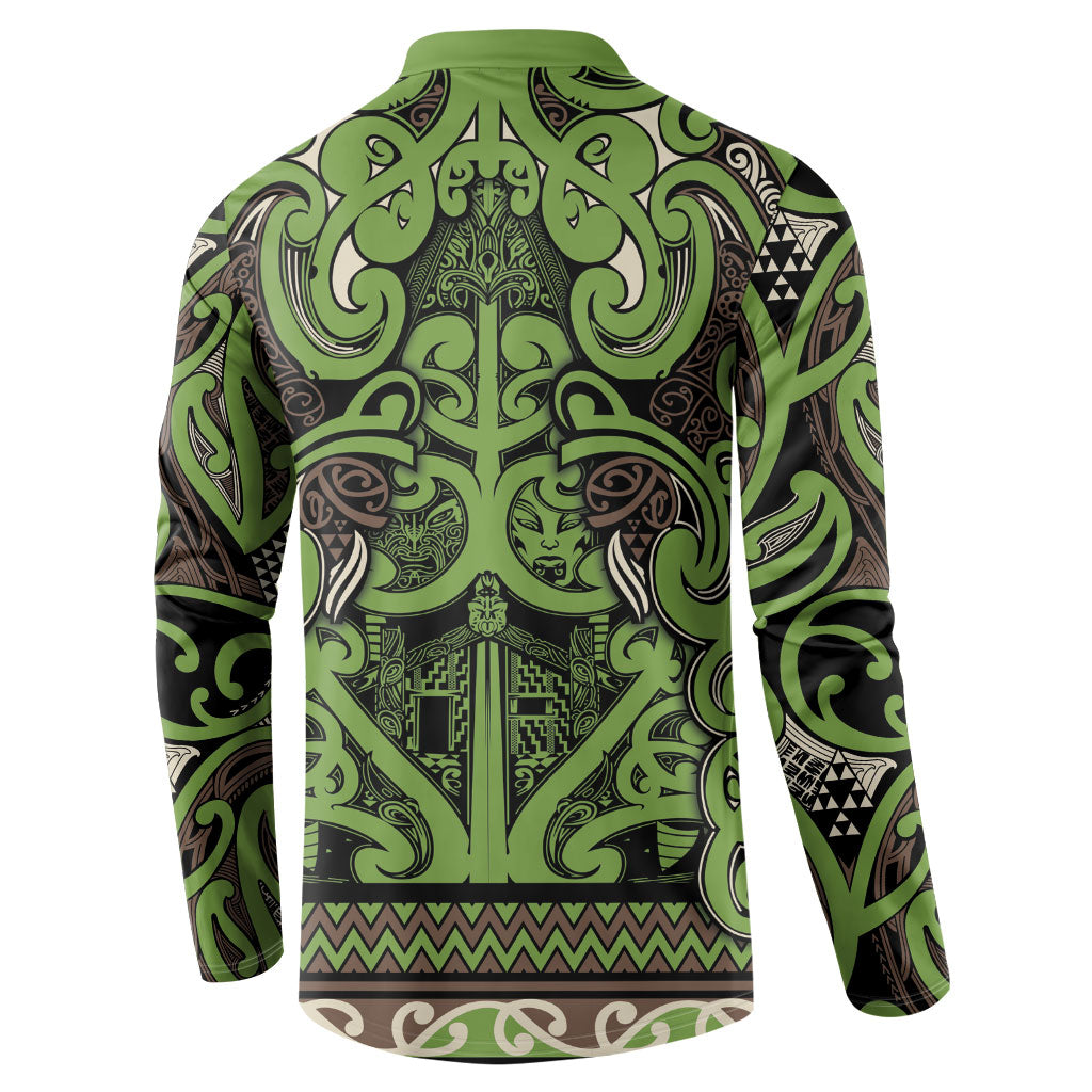 Aotearoa Iwi Ngati Raukawa Button Sweatshirt Maori Wharenui House Tribal Pattern LT9 - Polynesian Pride