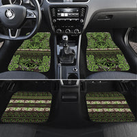 Aotearoa Iwi Ngati Raukawa Car Mats Maori Wharenui House Tribal Pattern LT9 Set 4pcs Olive green - Polynesian Pride