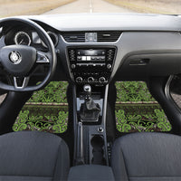Aotearoa Iwi Ngati Raukawa Car Mats Maori Wharenui House Tribal Pattern LT9 Set 2pcs - Front Olive green - Polynesian Pride