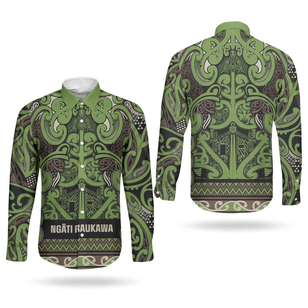 Aotearoa Iwi Ngati Raukawa Couples Matching Summer Maxi Dress and Long Sleeve Button Shirt Maori Wharenui House Tribal Pattern LT9 - Polynesian Pride